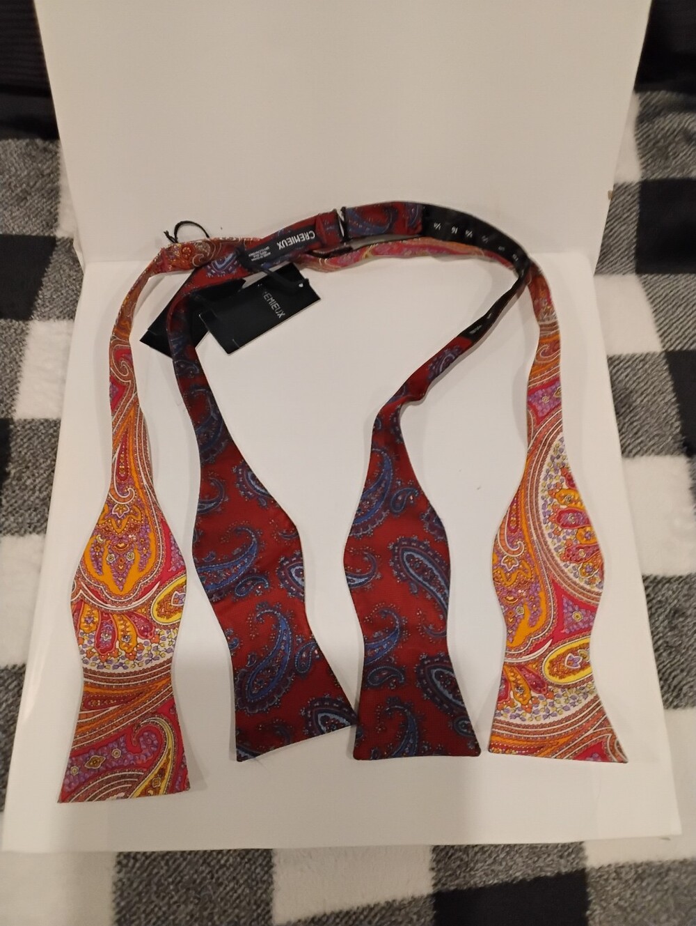 NWT Set Of 2 Cremieux Silk Paisley Bow Ties